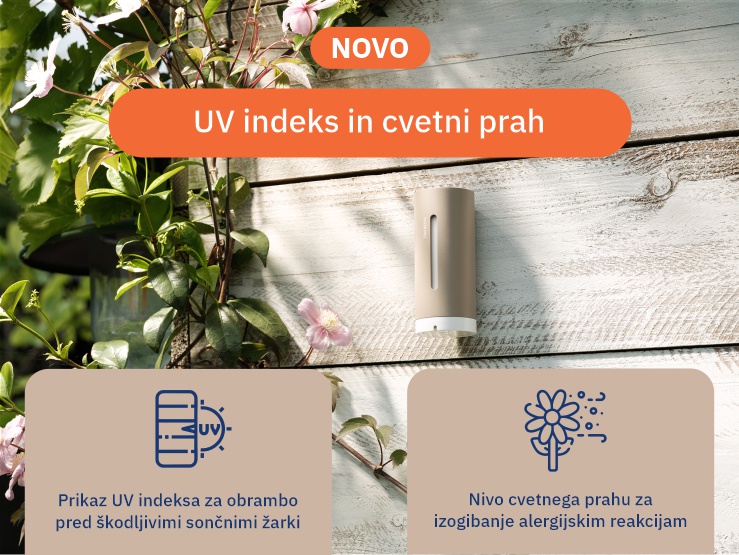 Netatmo vremenska postaja ORIGINAL |UV indeks in cvetni prah